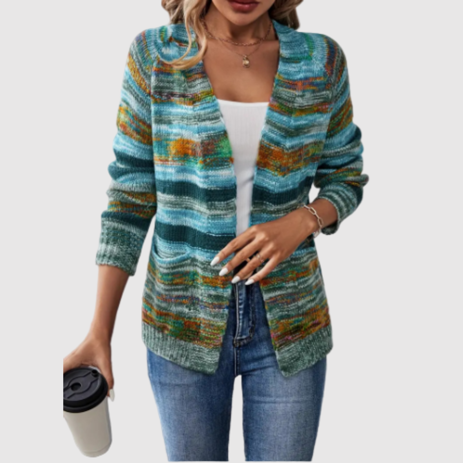 Jelena – Pletený kardigan s pestrým vzorem