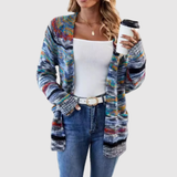 Jelena – Pletený kardigan s pestrým vzorem