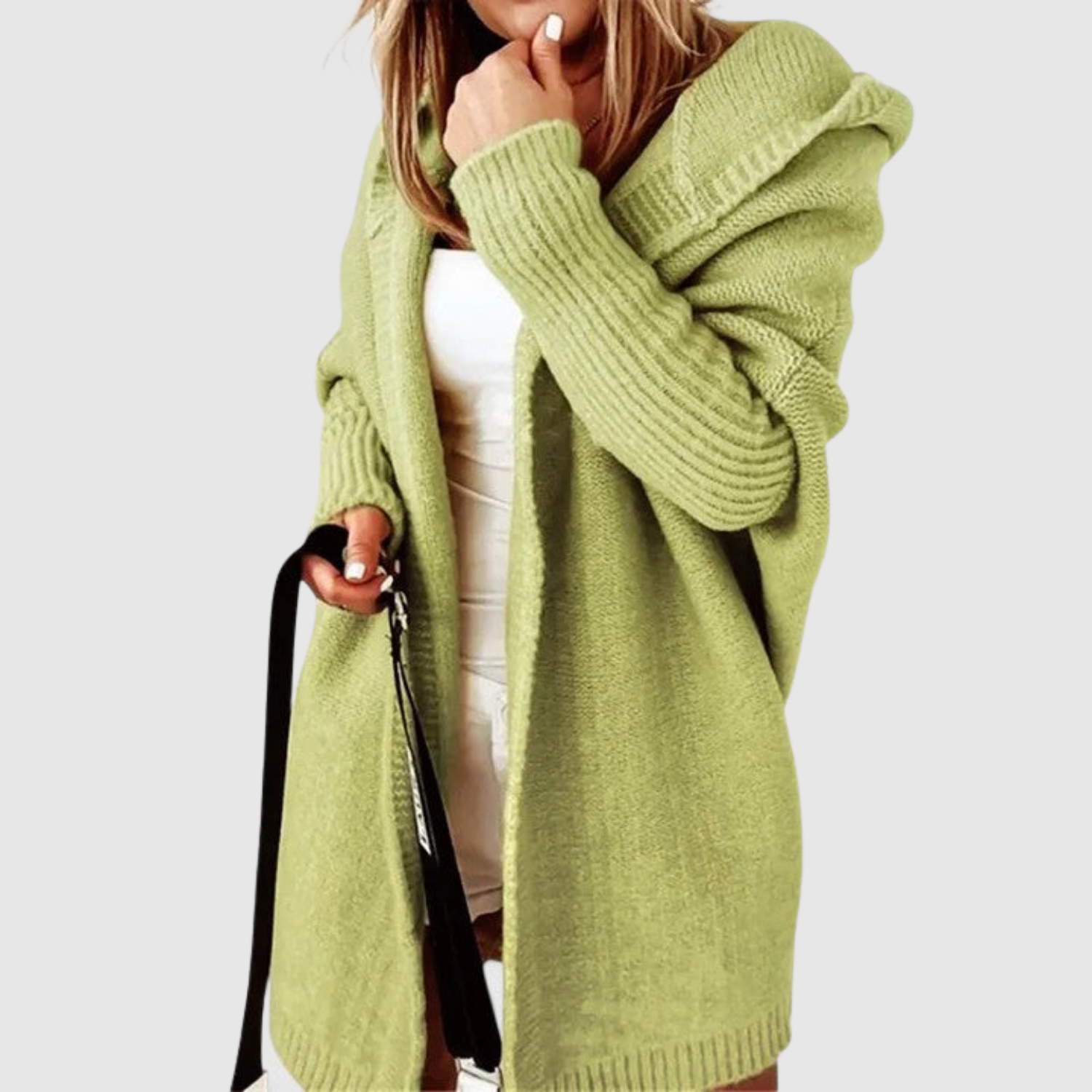 "Jelena – Dlouhý kardigan s kapucí" can be rewritten as "Jelena – Dlouhý kardigan s kapucí pro pohodlný styl".