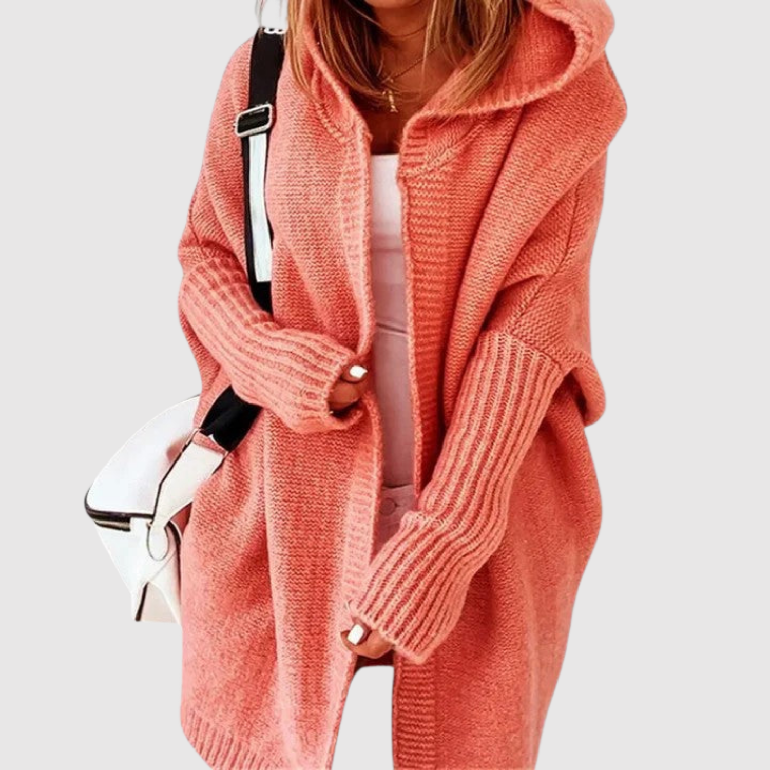 "Jelena – Dlouhý kardigan s kapucí" can be rewritten as "Jelena – Dlouhý kardigan s kapucí pro pohodlný styl".