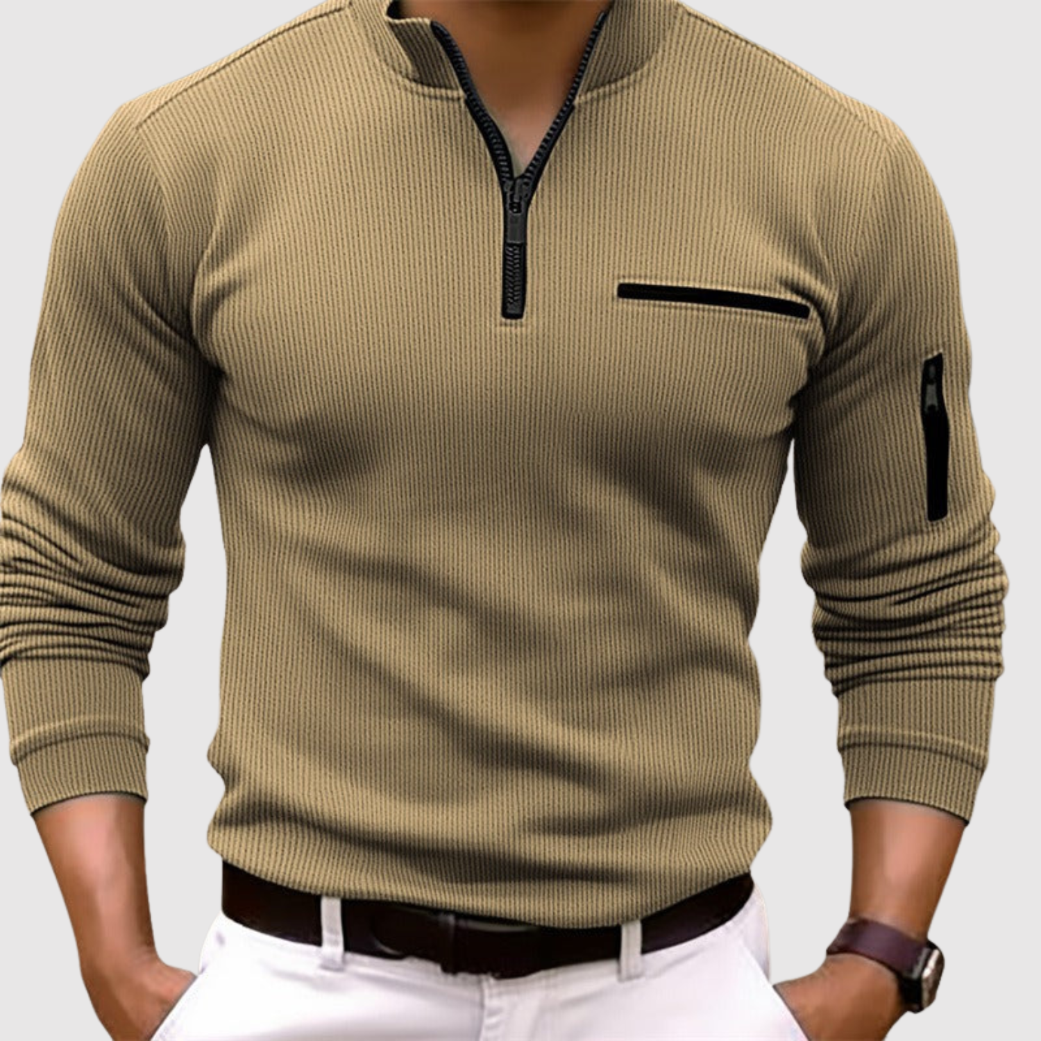 Adrian - Moderní pánská mikina s dlouhým rukávem a zipem