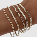 Liana – Sada zlatých a stříbrných řetízkových náramků