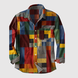 Adrian - Retro Košile s Duha Vzorem