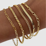 Liana – Sada zlatých a stříbrných řetízkových náramků