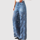 Kira – Džíny s barevným vyšíváním a volným střihem