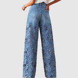 Kira – Džíny s barevným vyšíváním a volným střihem