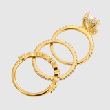 Valérie – Luxusní zlatý prsten s obdélníkovým drahokamem a třpytivými detaily