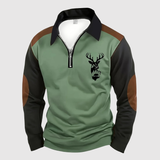 Adrian - Sportovní elegantní svetr s zipem a jelením vzorem
