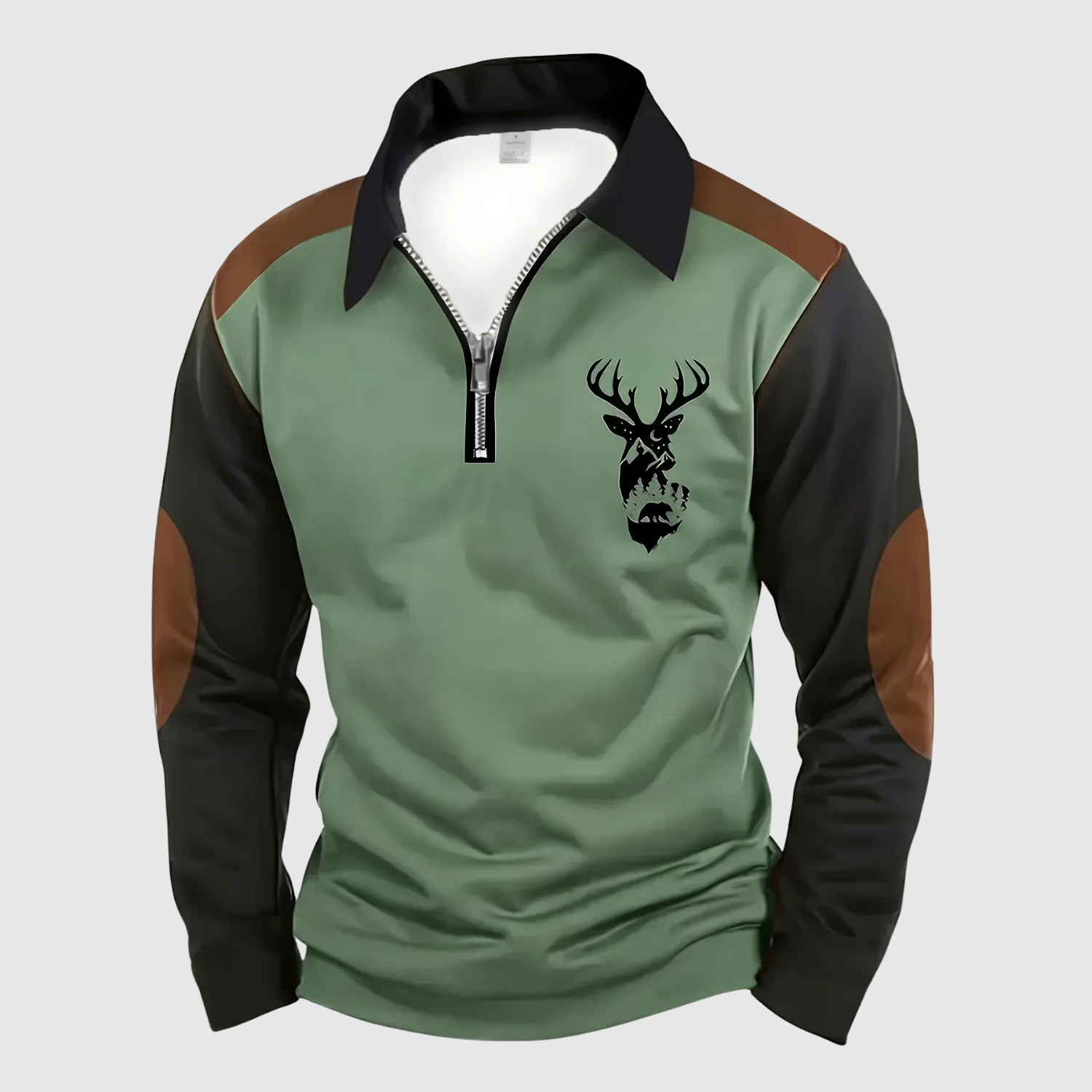 Adrian - Sportovní elegantní svetr s zipem a jelením vzorem