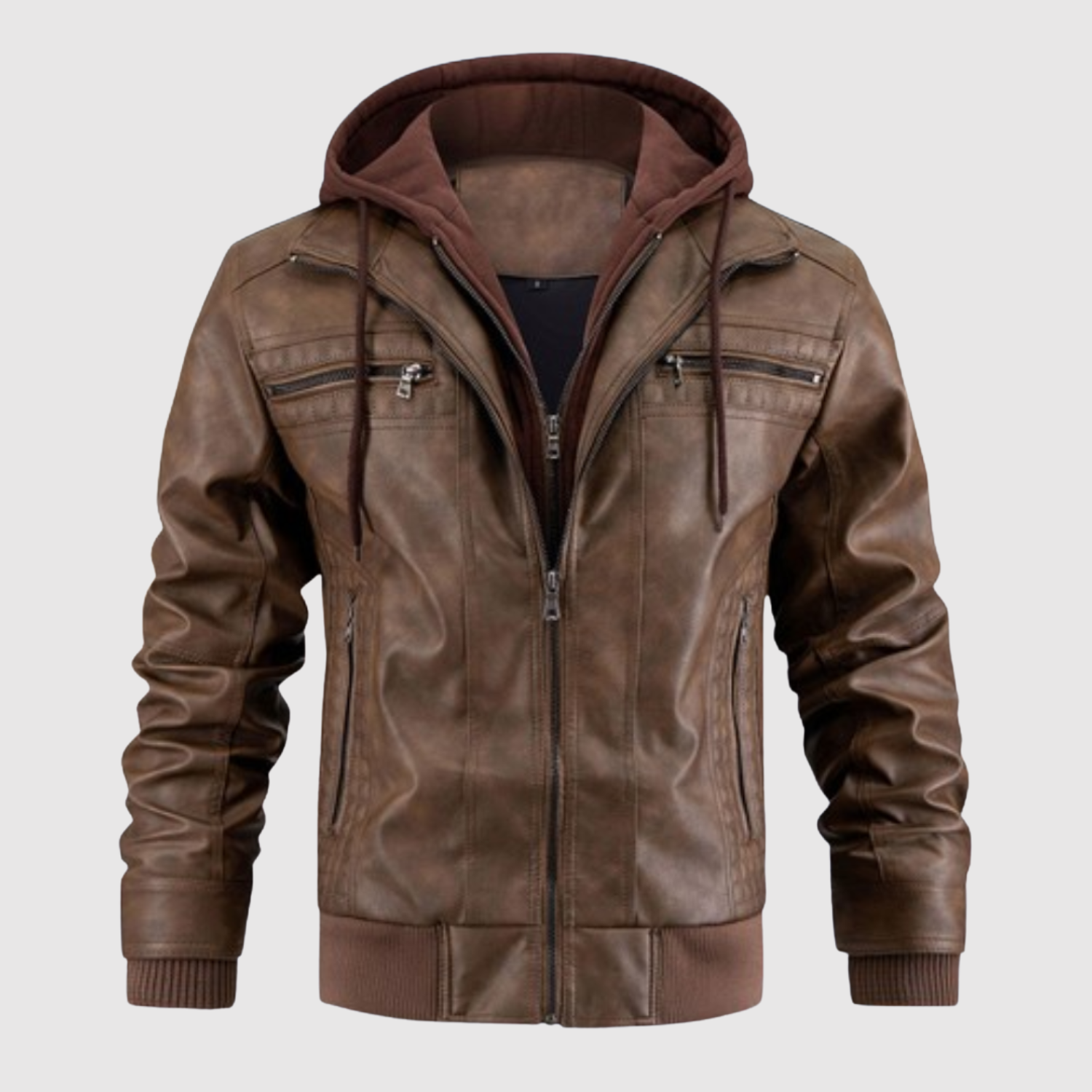 Dorian – Kožená bunda s kapucí a sportovním designem