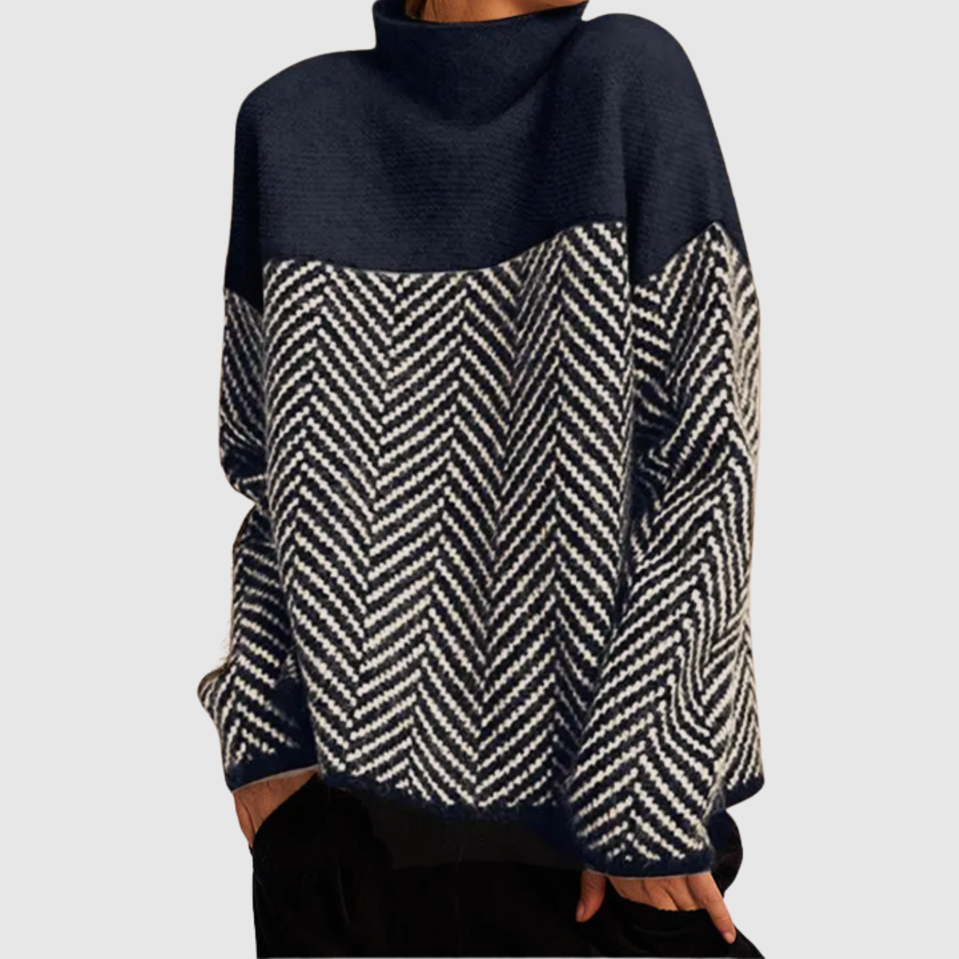 Nora – Dvoubarevný svetr s texturovaným vzorem