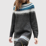 Nora – Modro-bílý tmavý svetr s nordickým vzorem