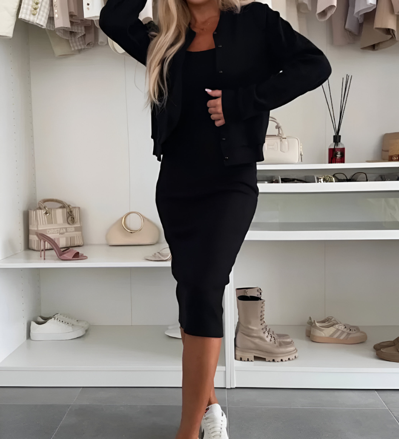 Tatiana | Midi Dress & Cardigan Set