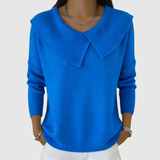 Nora - Stylový pletený svetr s výrazným límcem