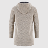 "Marek - Dlouhý pletený svetr s kapucí" can be rewritten as "Marek - Dlouhý pletený svetr s kapucí pro pohodlný styl".