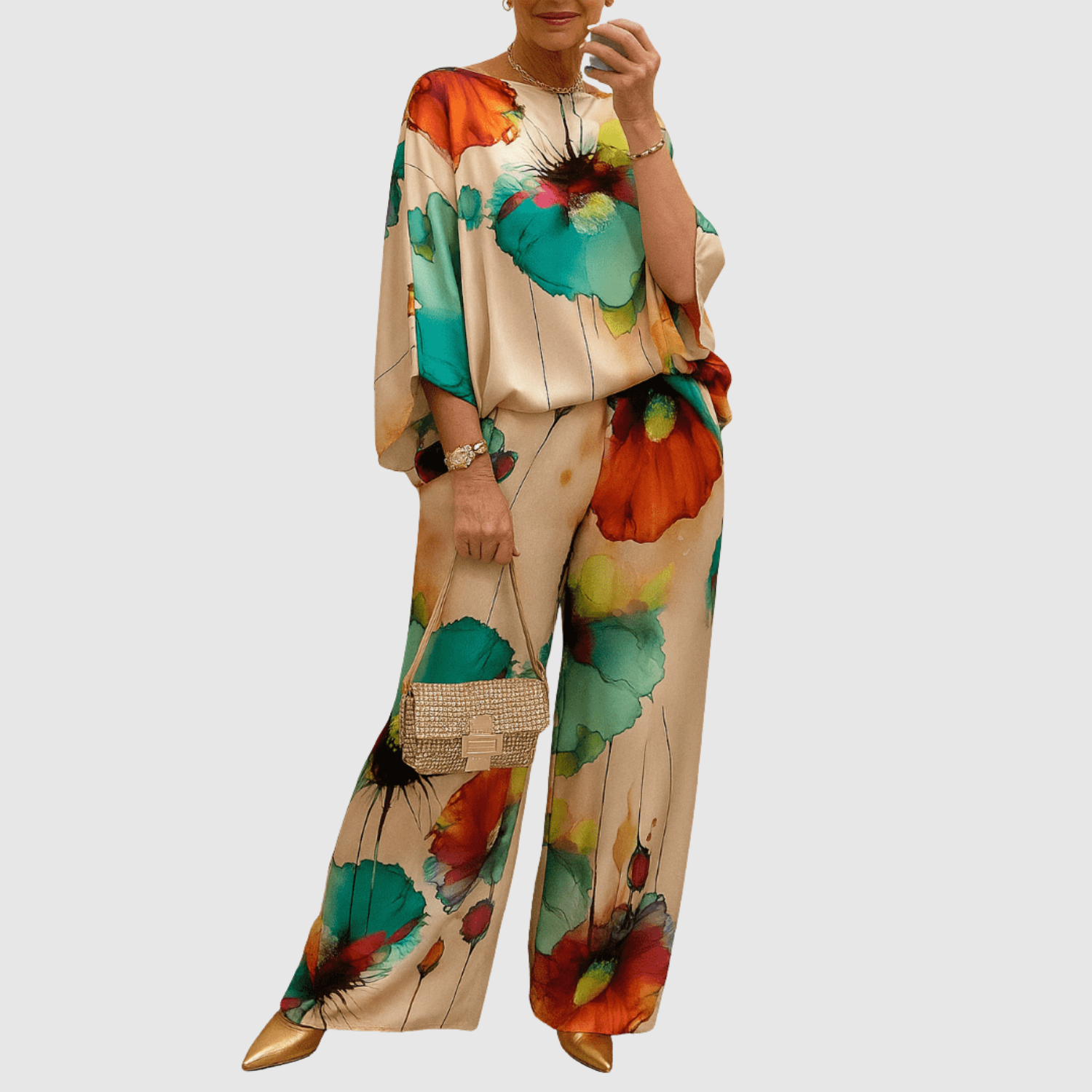 Natálie – Sada saténových textilií s akvarelovými potisky