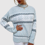 Nora – Světle modrý svetr s nordickými vzory