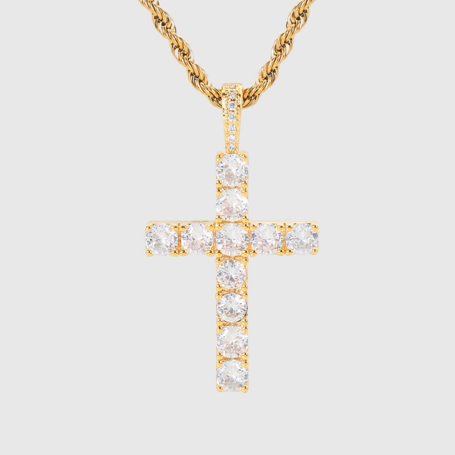 Amélie – Elegantní zlatý náhrdelník s moissanitovým křížem