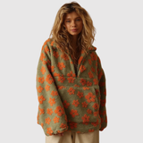 Nina - Měkký fleece s barevným potiskem a zipovým uzávěrem