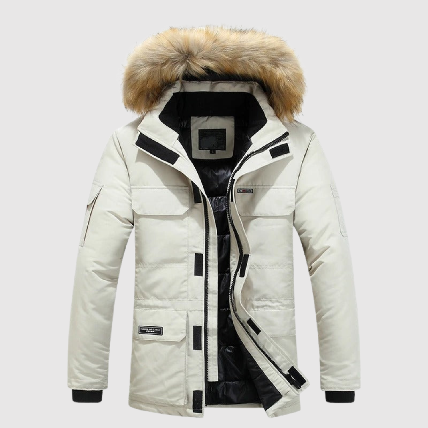 Marek – Zimní bunda s péřovou kapucí a moderním designem