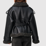 Jelena - Krátká bunda s páskem a hřejivou podšívkou