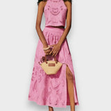 Moise | Růžový krajkový set