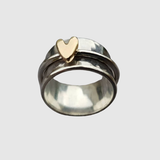 Valérie – Stříbrný prsten se zlatým srdíčkem