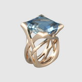 Valérie – Zlato prsten s velkým modrým drahokamem