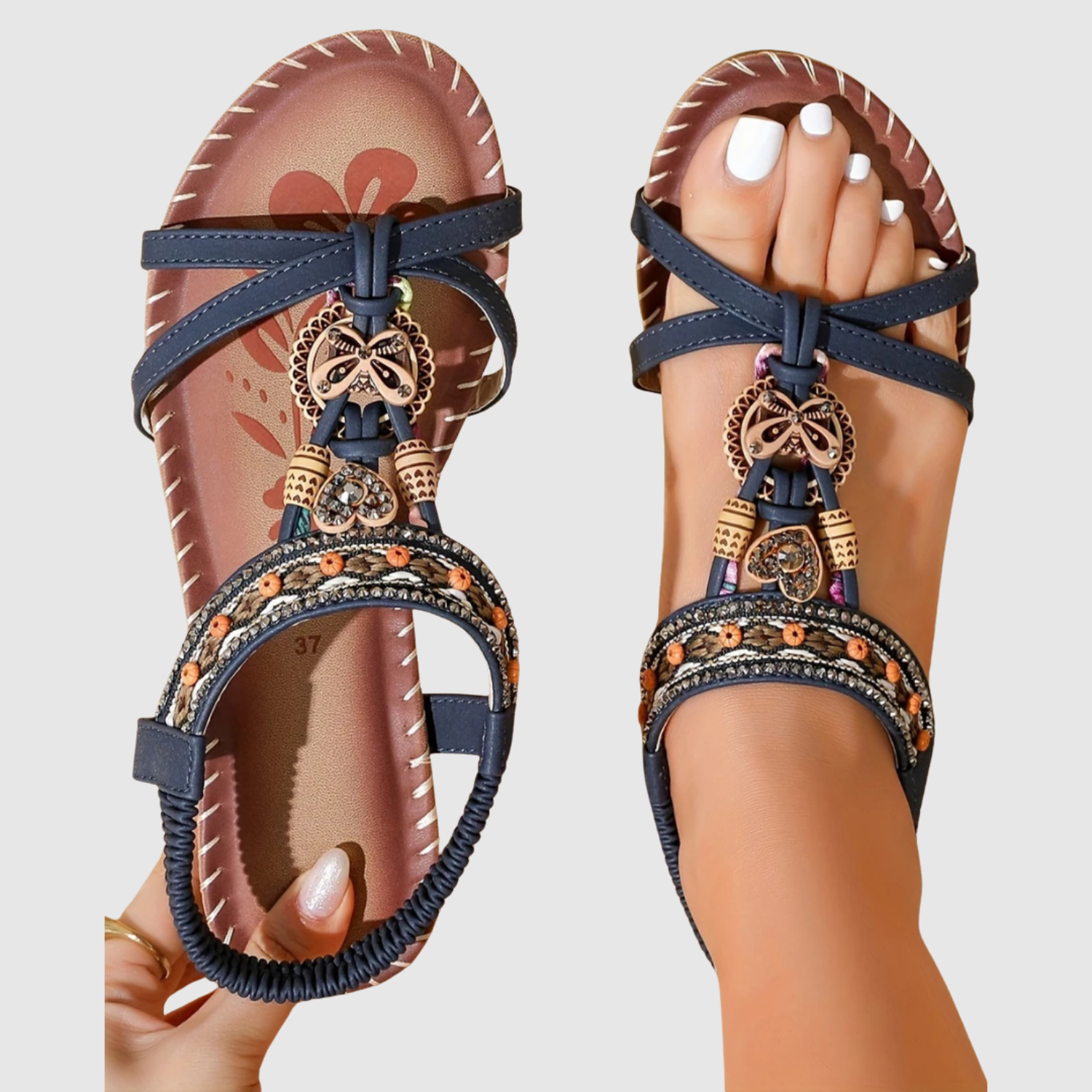 Lara – Boho sandály s ručně tvořeným designem