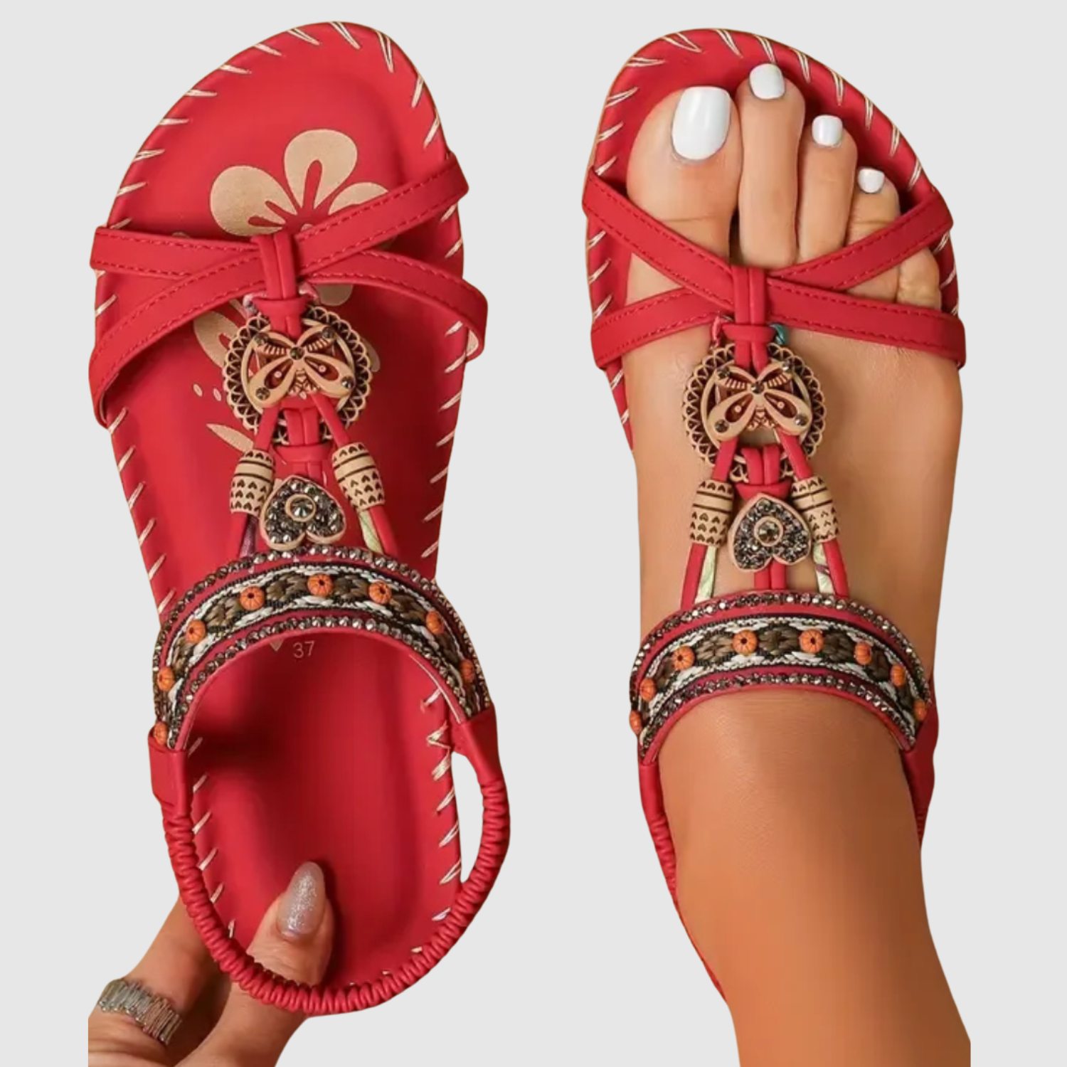 Lara – Boho sandály s ručně tvořeným designem