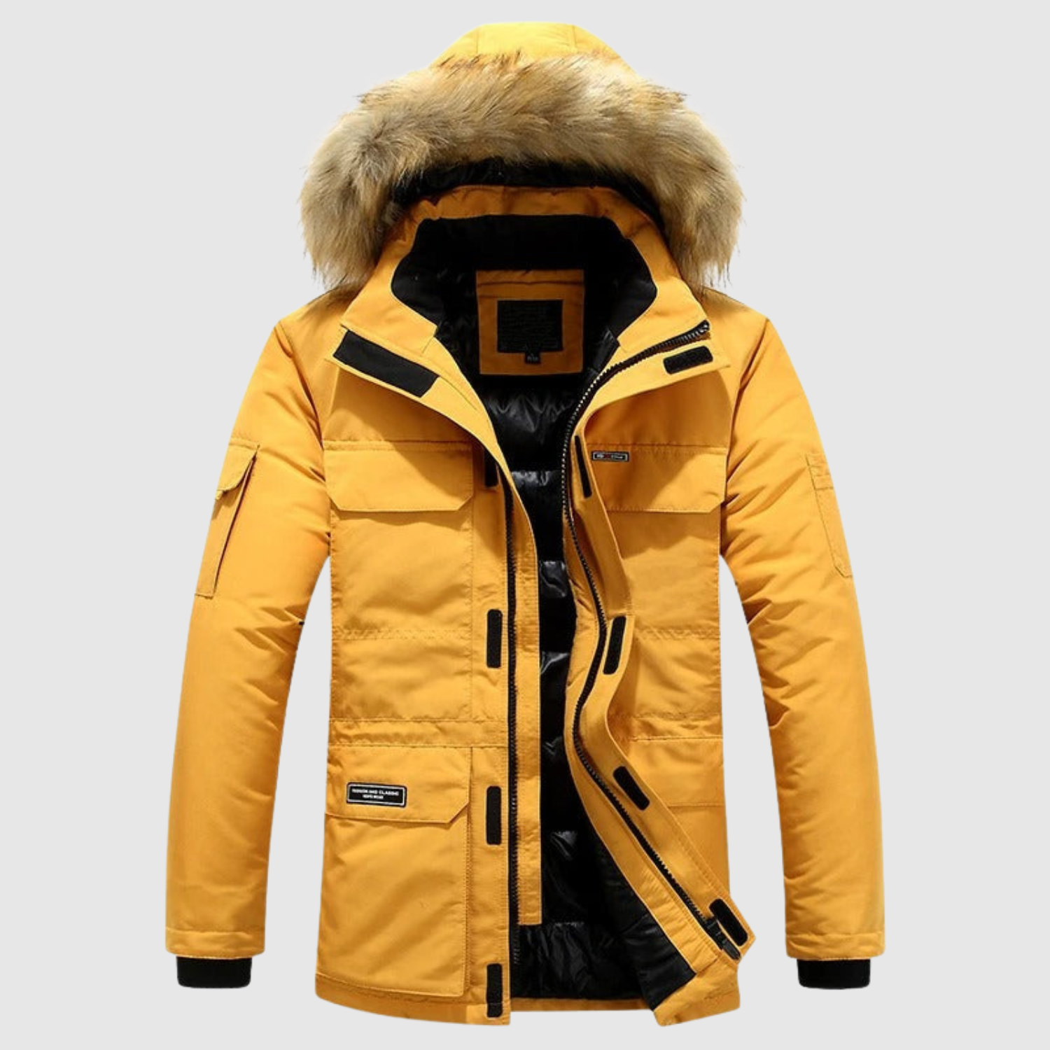 Marek – Zimní bunda s péřovou kapucí a moderním designem