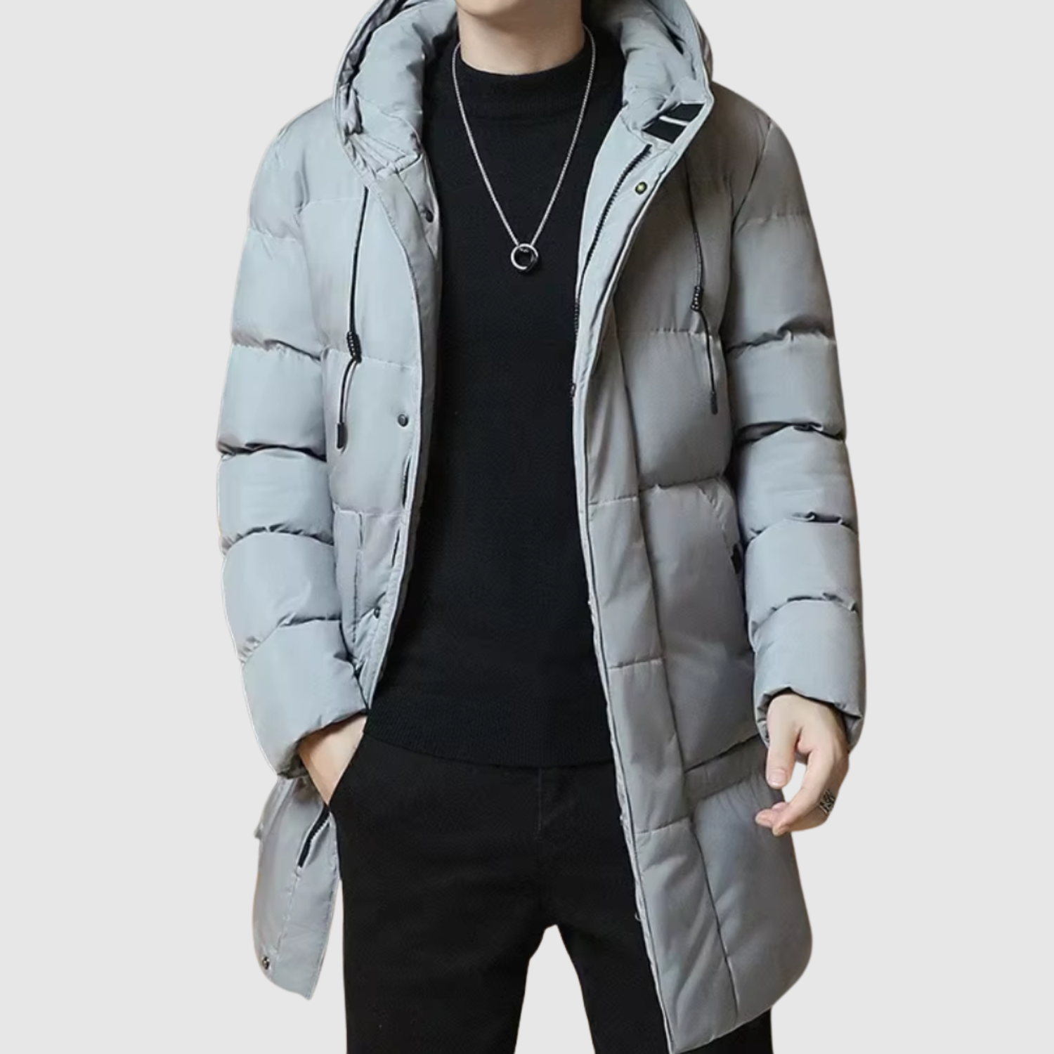 Marek – Dlouhá péřová bunda s kapucí" can be rewritten as: "Marek – Dlouhá péřová bunda s kapucí pro maximální pohodlí