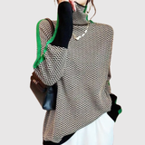 "Nora - Svetr s kontrastními pruhy" could be rewritten as "Nora - Svetr s barevnými pruhy".