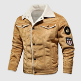 Marek - Teplá kožená bunda s límcem z umělé kožešiny