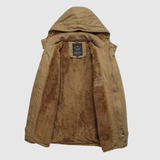 Marek – Vlněná zimní bunda s kapucí a páskem