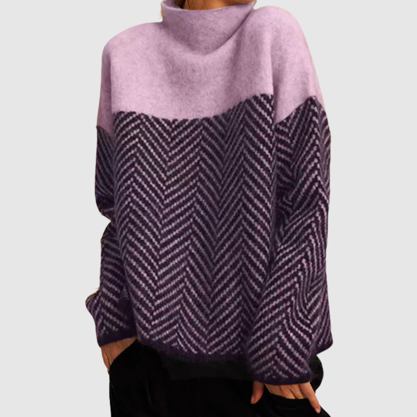 Nora – Dvoubarevný svetr s texturovaným vzorem