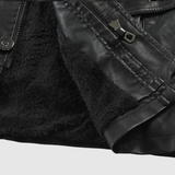 "Dorian – Dlouhá kožená bunda s vysokým límcem" can be rewritten as "Dorian – Dlouhá kožená bunda s elegantním vysokým límcem".