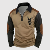 Adrian - Sportovní elegantní svetr s zipem a jelením vzorem