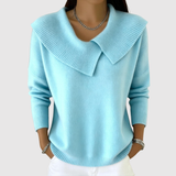 Nora - Stylový pletený svetr s výrazným límcem