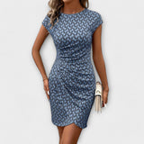 Emma - Krátké rukávové šaty s tulipánovým střihem a celoplošným potiskem