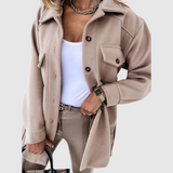 Jelena - Dámská oversized košile-bunda s kapsami