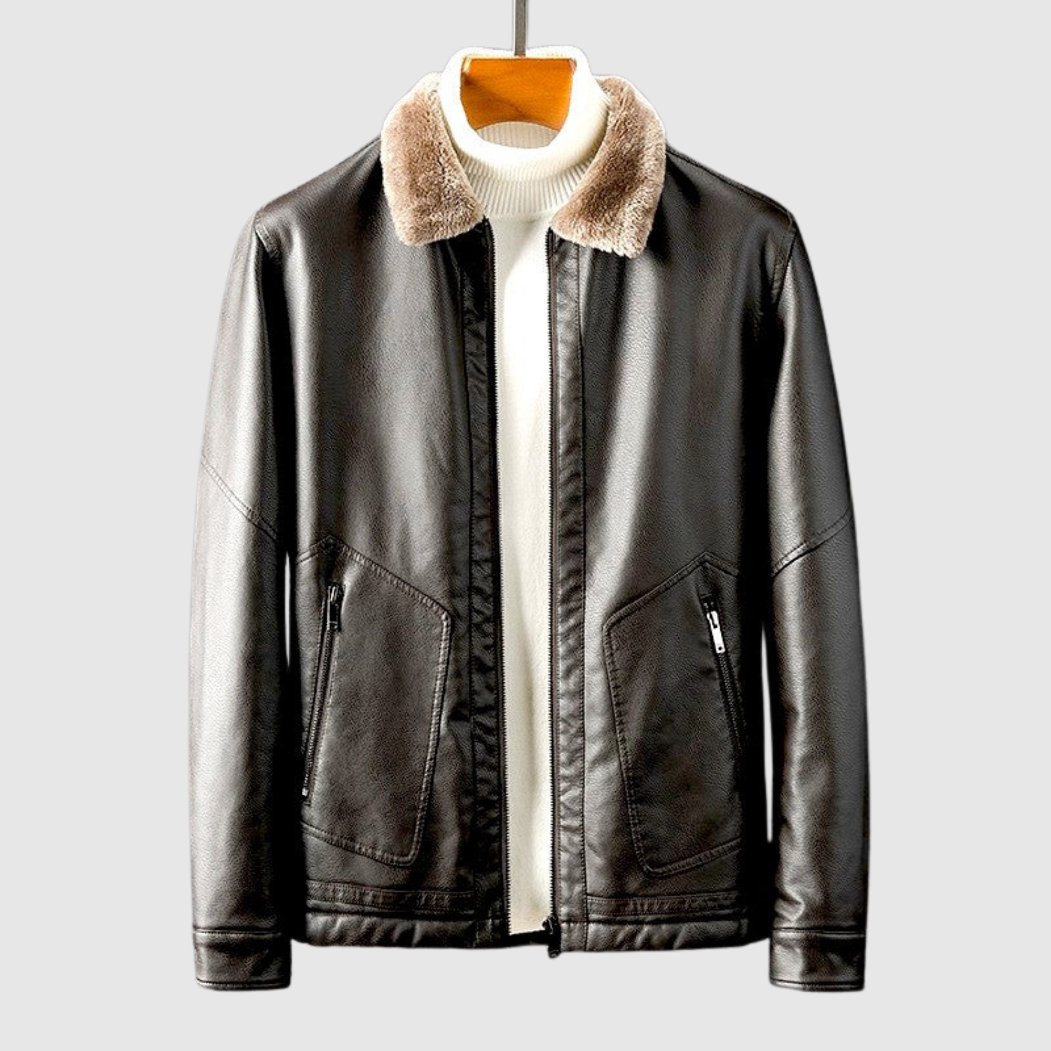 Dorian – Kožená bunda s měkkým kožešinovým límcem