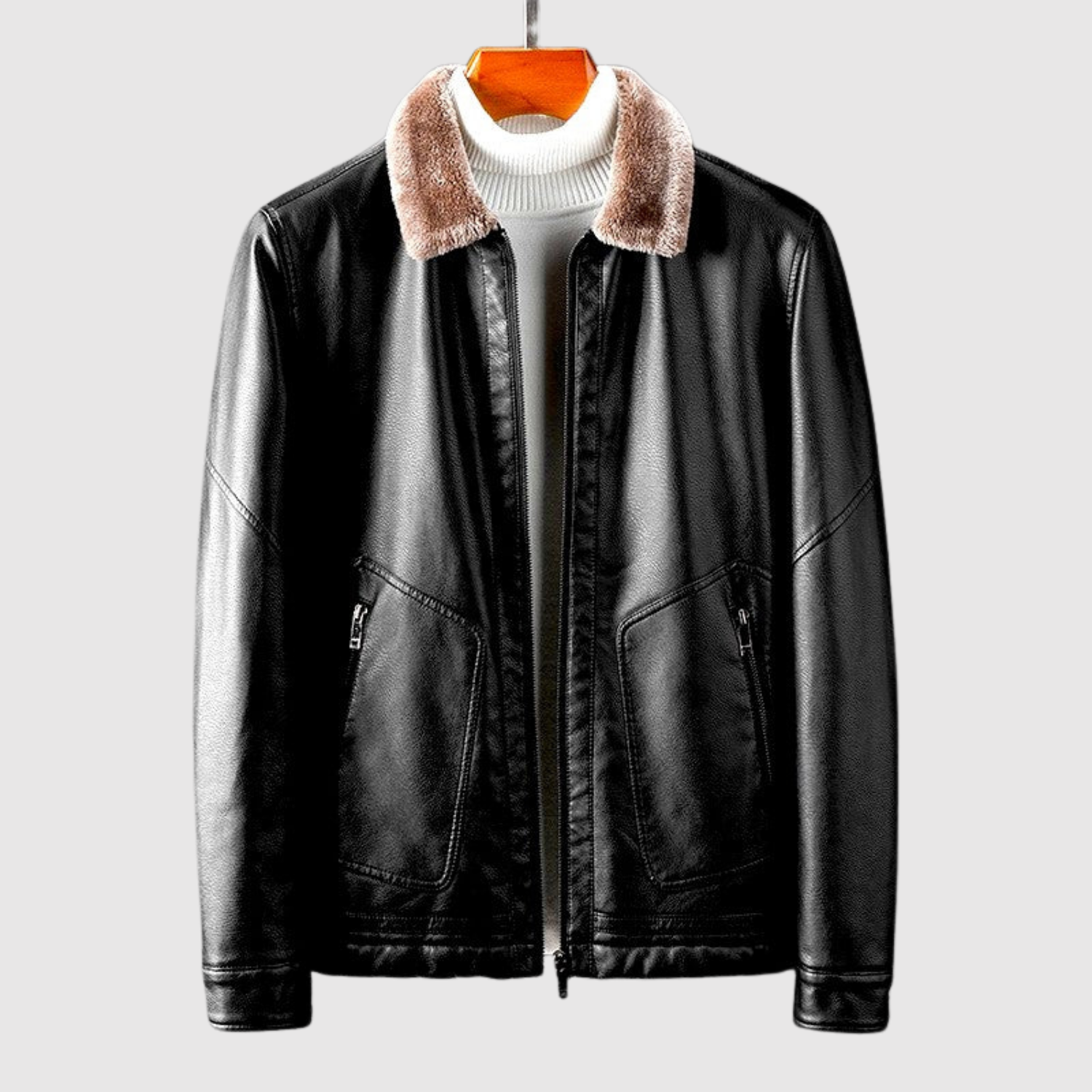 Dorian – Kožená bunda s měkkým kožešinovým límcem