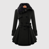 Jelena – Vlněný kabát s A-silhou a koženým límcem" can be rewritten as:

"Jelena – A-silhouette Wool Coat with Leather Collar