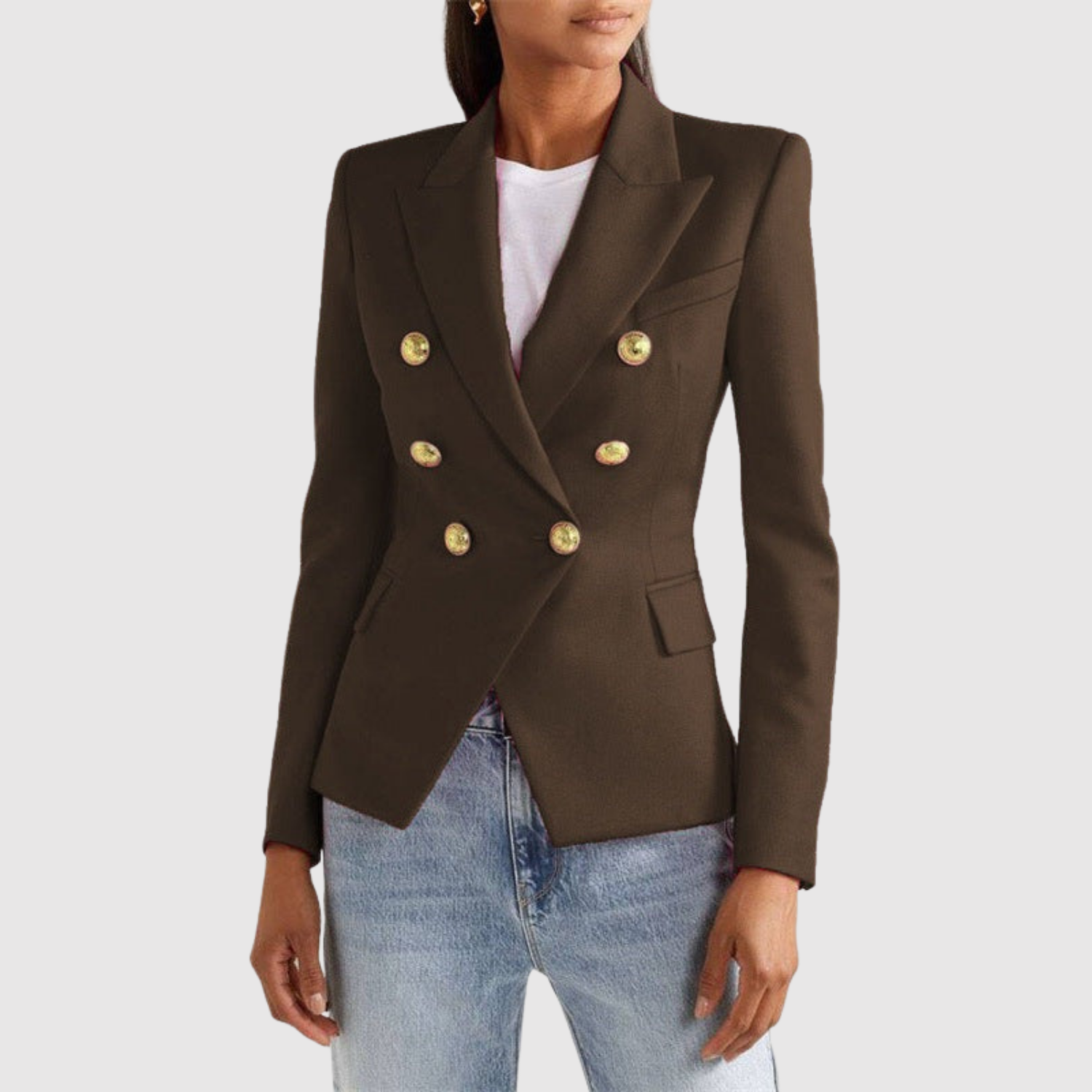 Silvie – Dvoubarevné sako se zlatými knoflíky