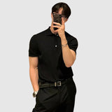 Adrian – Rybí vzorované pletené polo s knoflíky