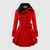 Jelena – Vlněný kabát s A-silhou a koženým límcem" can be rewritten as:

"Jelena – A-silhouette Wool Coat with Leather Collar