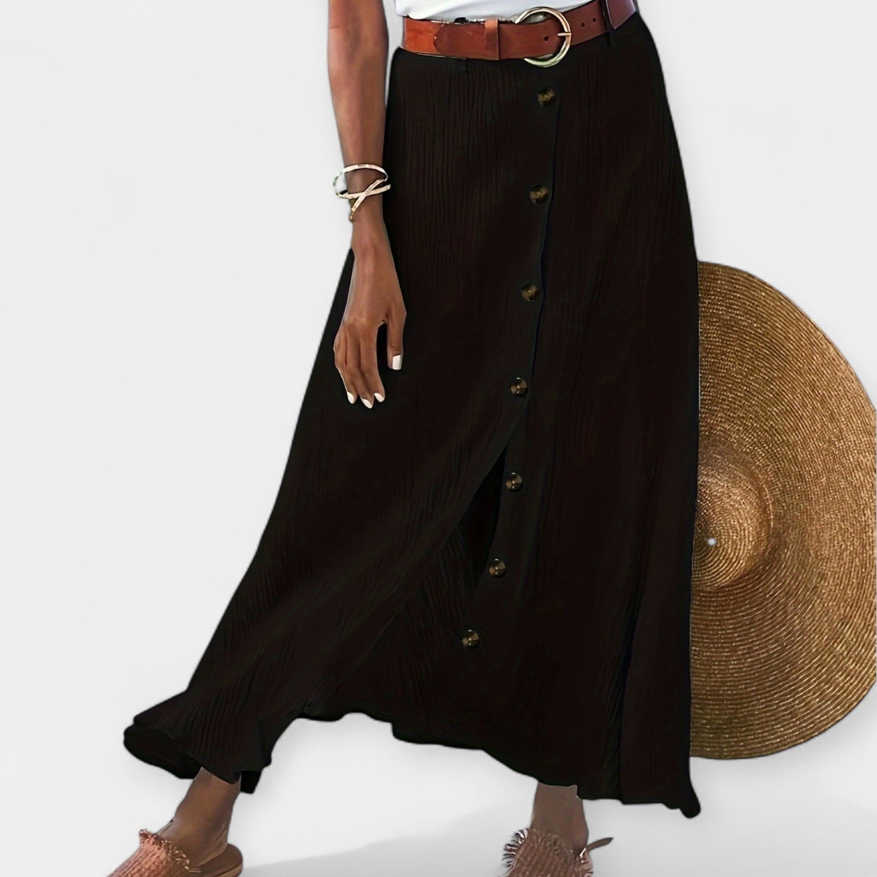 Long Semi-Sheer Skirt with Slit