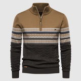 Daniel – Svetr s polo zipem a barevnými pruhy