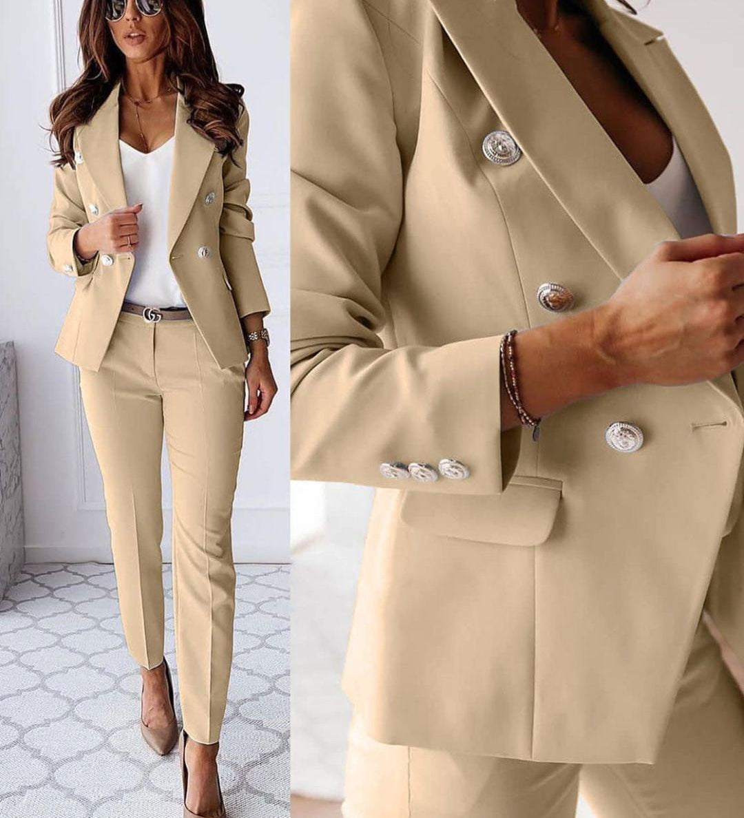 Maria | Elegantní dámský oblek s dvojitým zapínáním a těsným střihem